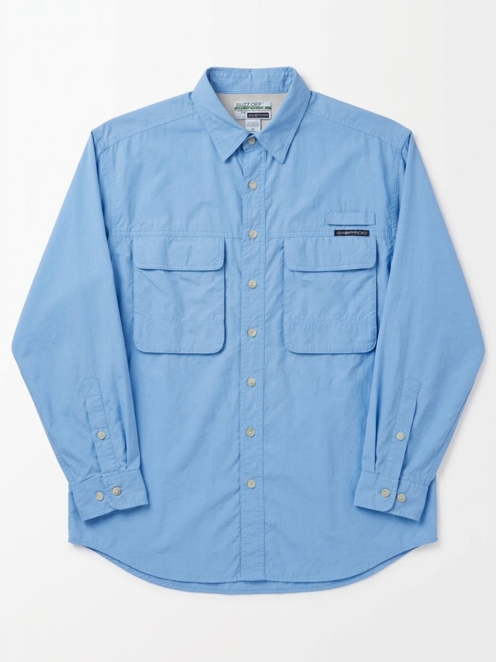 ExOfficio Buzz Off Insect Shield Mens M Blue Check Button Up Shirt Pockets